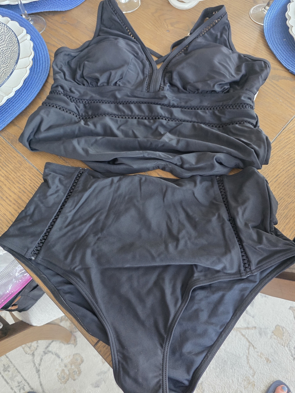 Black Women's High-Waist Tankini Set - Cupshe
